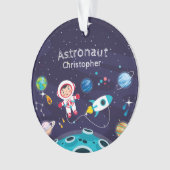 Astronaut child on the moon, monogrammed name ornament (Vorderseite)