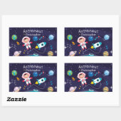 Astronaut child on the moon, monogrammed name rechteckiger aufkleber (Blatt)