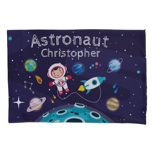 Astronaut child on the moon monogrammed name Thro Kissenbezug (Vorderseite)