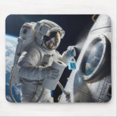 Astronaut Cleaning Spacecraft Window Mousepad (Vorne)
