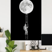 Astronaut Climbing the Moon – Surreal Space Art Poster (Heimbüro)