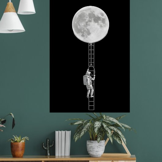 Astronaut Climbing the Moon – Surreal Space Art Poster (Wohnzimmer 1)