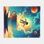 Astronaut Coffee Dream Fleecedecke (Vorderseite (Horizontal))