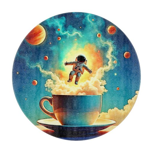Astronaut Coffee Dream Schneidebrett (Vorderseite)