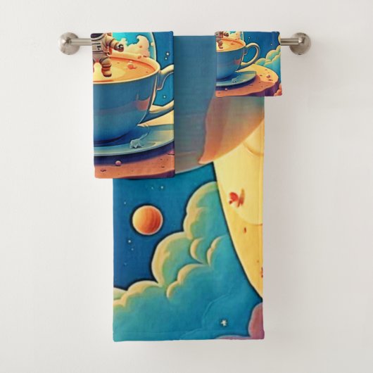 Astronaut Coffee Space Art Badhandtuch Set (Insitu)