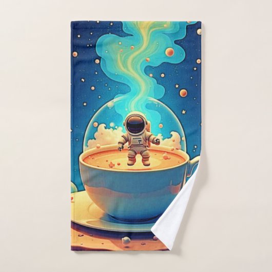 Astronaut Coffee Space Art Badhandtuch Set (Handtuch)