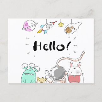 Astronaut Cosmonaut rocket/raket Postcard Postkarte