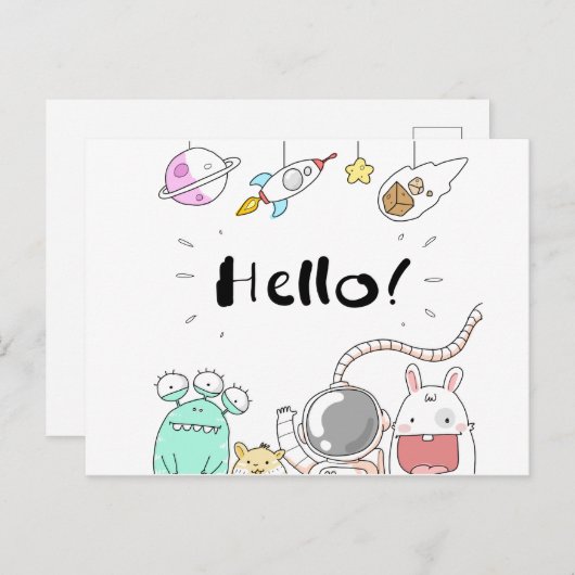 Astronaut Cosmonaut rocket/raket Postcard Postkarte (Vorne/Hinten)