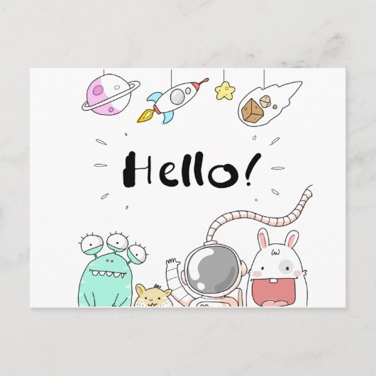 Astronaut Cosmonaut rocket/raket Postcard Postkarte (Vorderseite)