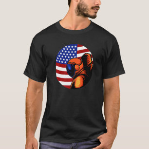 Astronaut Cosmonaut USA American Flag Space Roc T-Shirt
