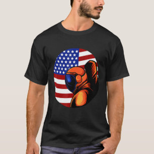 Astronaut Cosmonaut USA American Flag Space Roc T-Shirt