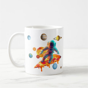 Astronaut Cruise Space auf Pepperoni Pizza Funny Kaffeetasse