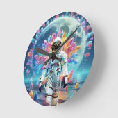 Astronaut Crystal Dream Runde Wanduhr (Winkel)