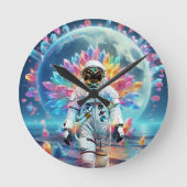 Astronaut Crystal Dream Runde Wanduhr (Vorderseite)