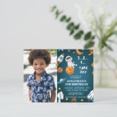 Astronaut Custom Foto Space Planeten Blaues Thema Postkarte (Stehend Vorderseite)