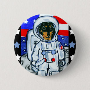 Astronaut-Dachshund Button
