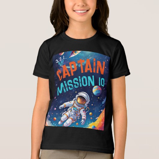 Astronaut Deep Space Planets Birthday Boy Captain Tri-Blend Shirt (Vorderseite)