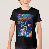 Astronaut Deep Space Planets Party Birthday Boy Tri-Blend Shirt (Vorderseite)
