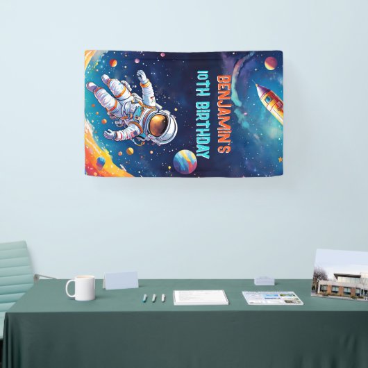 Astronaut Deep Space Sky Planets Photo Birthday Banner (Messe)
