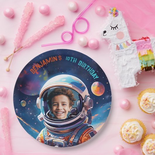 Astronaut Deep Space Sky Planets Photo Birthday Pappteller (Party)