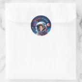 Astronaut Deep Space Sky Planets Photo Birthday Runder Aufkleber (Tasche)