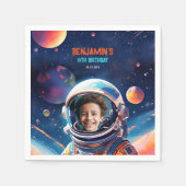Astronaut Deep Space Sky Planets Photo Birthday Serviette (Vorderseite)