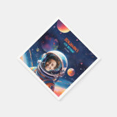 Astronaut Deep Space Sky Planets Photo Birthday Serviette (Ecke)