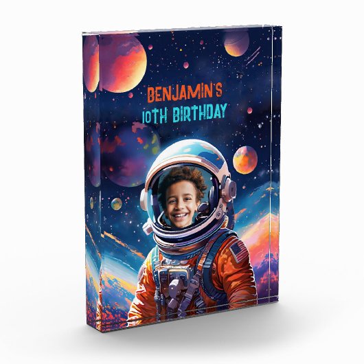 Astronaut Deep Space Sky Planets Photo Gift Fotoblock (Links)