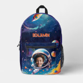 Astronaut Deep Space Sky Planets Photo Kids Gift Bedruckter Rucksack (Vorderseite)