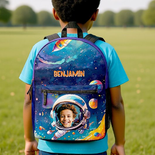 Astronaut Deep Space Sky Planets Photo Kids Gift Bedruckter Rucksack
