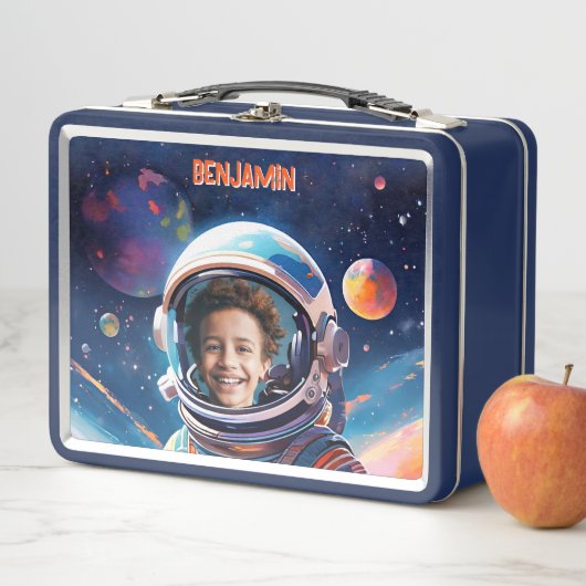 Astronaut Deep Space Sky Planets Photo Kids Gift Metall Brotdose (Beispiel)