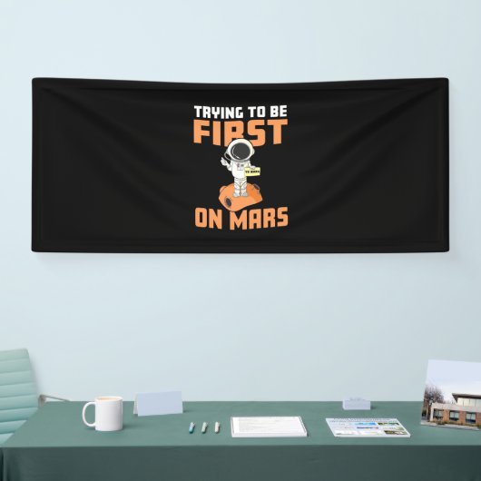 Astronaut, der als Erster in Mars zu sein versucht Banner (Messe)