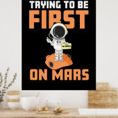 Astronaut, der als Erster in Mars zu sein versucht Poster (Küche)