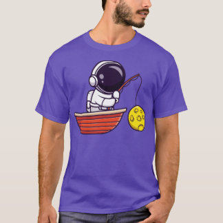 Astronaut, der auf dem Cartoon Moon fischen will T-Shirt