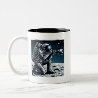 Astronaut, der Fotos auf dem Mond nimmt Zweifarbige Tasse