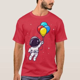 Astronaut, der mit Balloons-Cartoon schwimmt T-Shirt