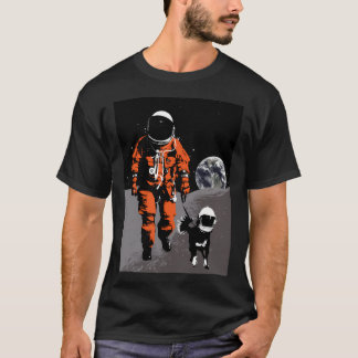 Astronaut, der seinen Hund auf dem Mond spaziert T-Shirt