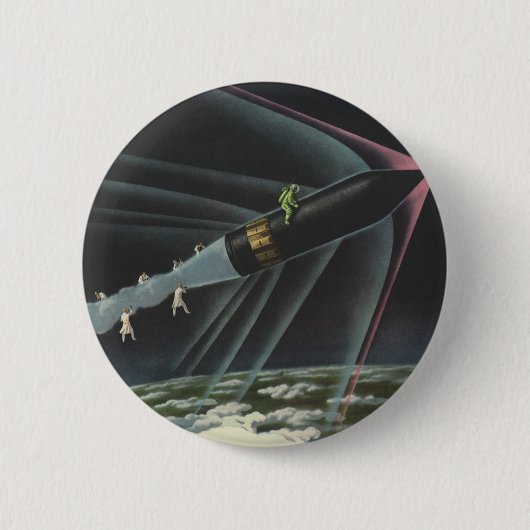 Astronaut der Vintagen Science Fiction auf einer R Button (Vorderseite)