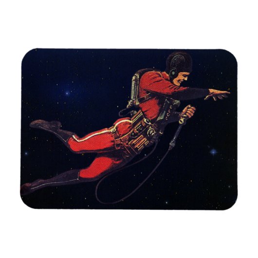 Astronaut der Vintagen Science Fiction im Weltraum Magnet (Horizontal)