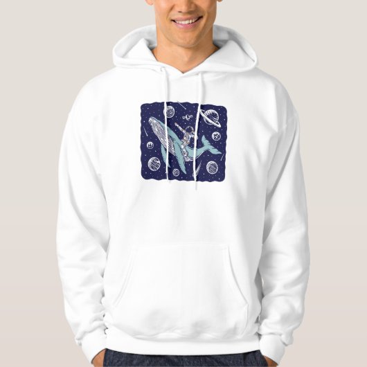 Astronaut, der Wal fährt Hoodie (Vorderseite)