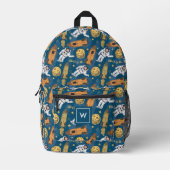 Astronaut der Weltraumklasse, Monogramm der Person Bedruckter Rucksack (Vorderseite)