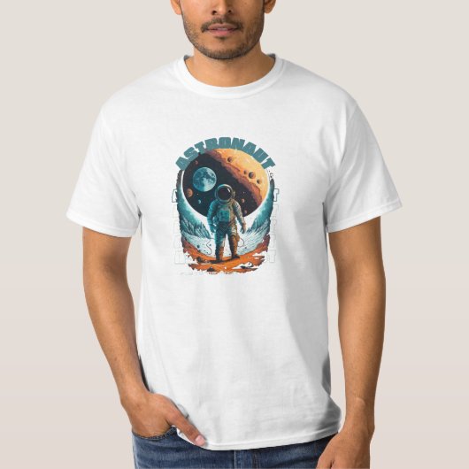 Astronaut, der zum Mond fliegt T-Shirt (Vorderseite)