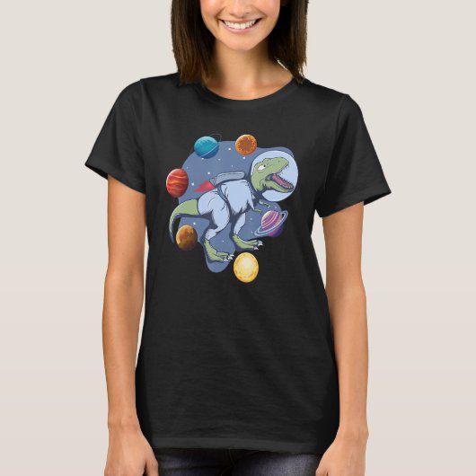 Astronaut Dinosaur In Space Travel Galaxy Dinosaur T-Shirt (Vorderseite)