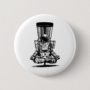 Astronaut Disc Golf Yoga Skizze Button