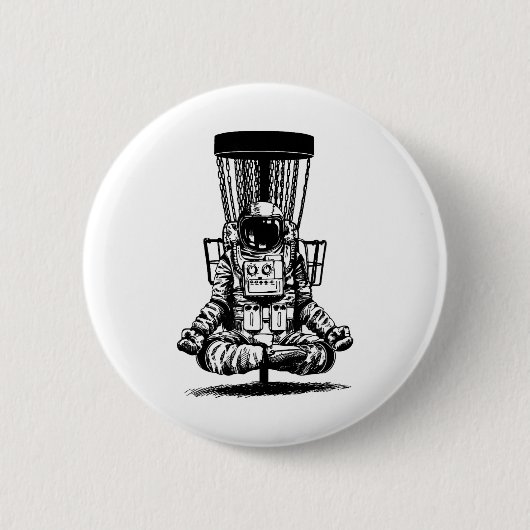 Astronaut Disc Golf Yoga Skizze Button (Vorderseite)