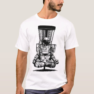 Astronaut Disc Golf Yoga Skizze T-Shirt