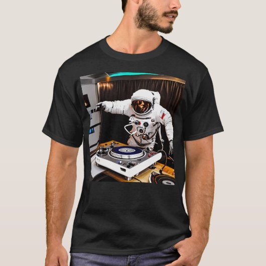 Astronaut Dj auf Turntable T-Shirt (Vorderseite)