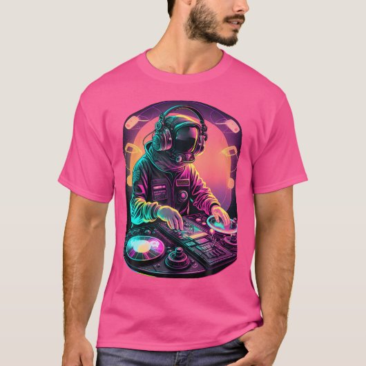Astronaut DJ Djing im Raum EDM Cool Graphic T-Shirt (Vorderseite)