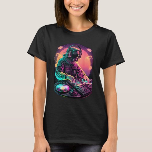 Astronaut DJ, DJing in Space, EDM cool Graphic T-Shirt (Vorderseite)