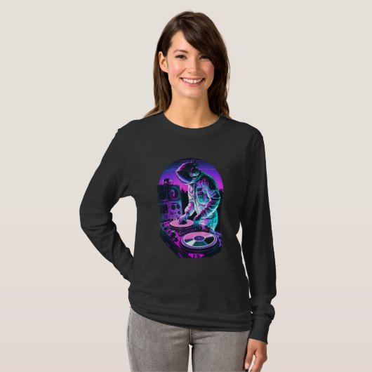 Astronaut DJ DJing in Space EDM cool Graphic Vapor T-Shirt (Vorne ganz)